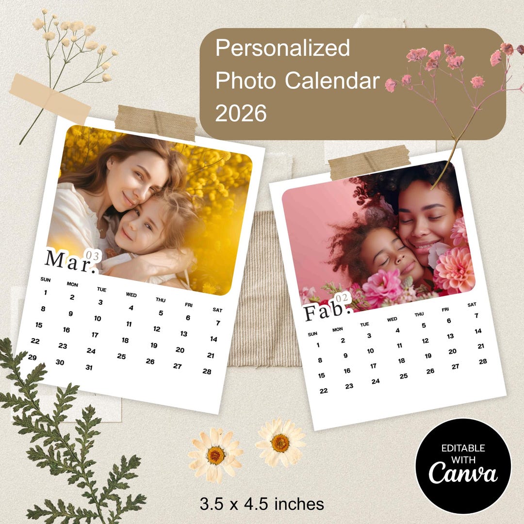 2026 Photo Calendar Canva Template | Editable Letter Size Printable ...