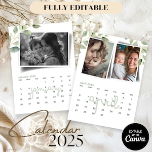 Editable 2025 Photo Calendar Template | Custom Canva Design | Unique 2025 Photo Calendar