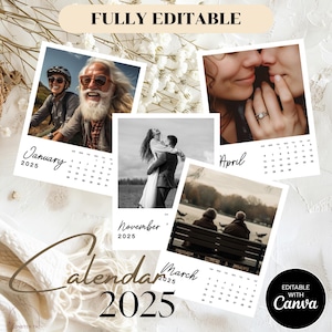 Editable 2025 Photo Calendar Template I Custom  Design for Canva I Mini Calendar 2025