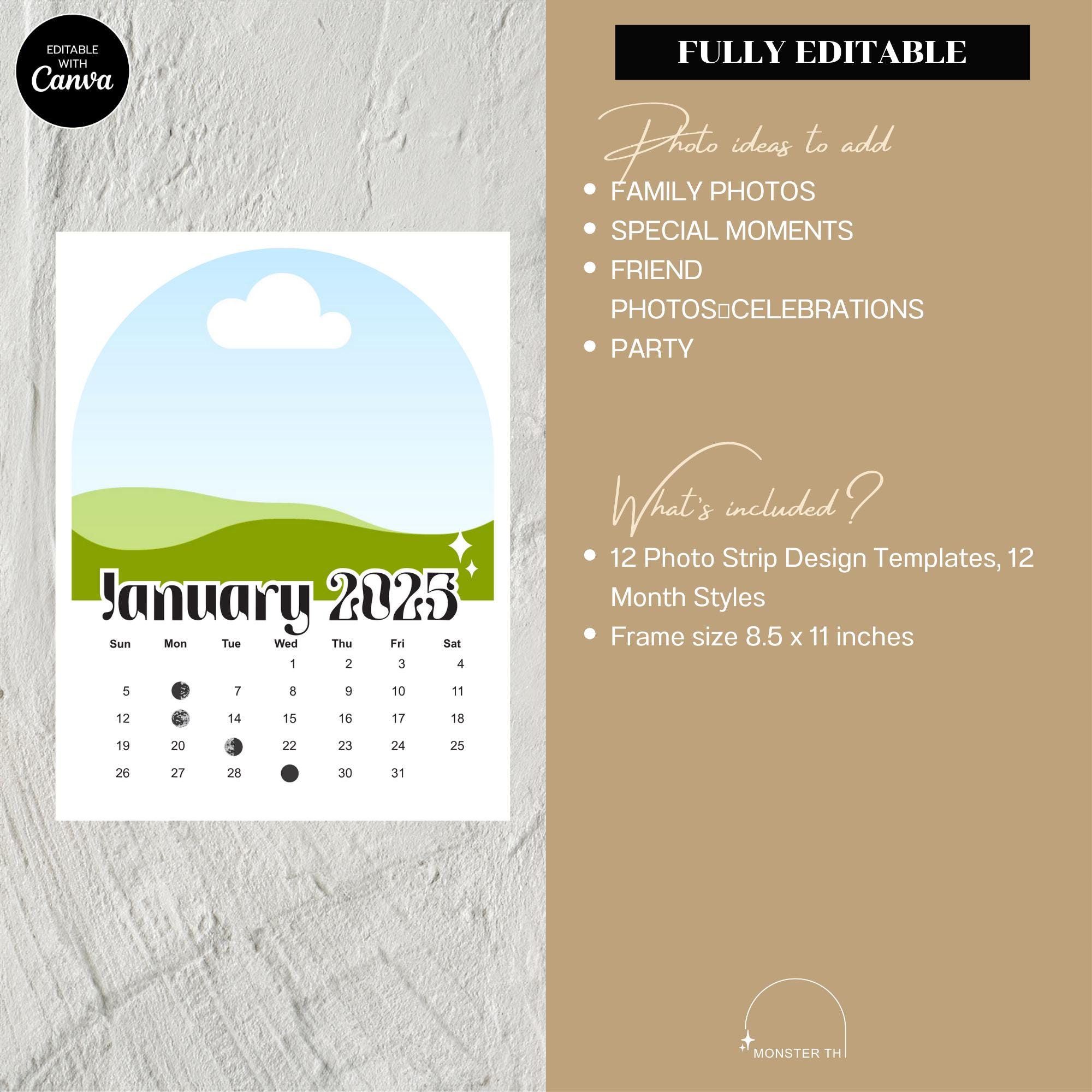Editable 2025 Calendar Template L 2025 Lunar Calendar L Lunar Planner L ...