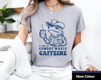 Cowboy Magic Coffee T-Shirt: Funny Retro Frog Graphic Tee