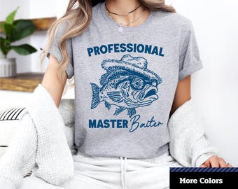 Professional Master Baiter T-Shirt, Funny Fishing T-Shirt, Gift for Fisherman, Angler Tee, Unisex Fishing Apparel.