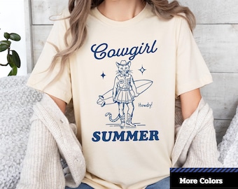 Cowgirl Cat Graphic T-Shirt: Unisex Summer Beachwear