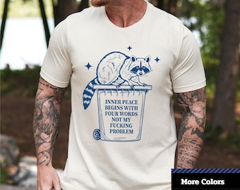 Lustiges Waschbär-Grafik-T-Shirt: Inner Peace Humor, Unisex Bella Canvas Tee