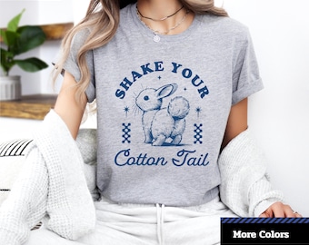 Grafisch T-shirt schattig konijntje, T-shirt Shake Your Cotton Tail, paascadeau, kleding dierenvriend, shirt schattig konijntje.