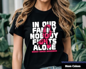Camiseta de concientización sobre el cáncer de mama: Lazo rosa, luchamos juntos