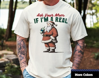 Comfort Colors® Santa Humor T-Shirt , Funny Christmas Gift, Casual Wear, Family Gathering, Holiday Party, Unisex Graphic T-Shirt.