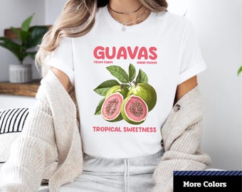Tropical Guava Graphic Tee: Vintage Fruit Lover Shirt