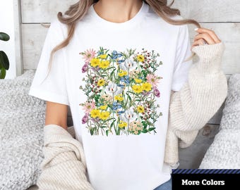 Floral T-Shirt: Wild Meadow Botanical Print, Spring Vibes
