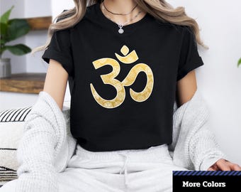 Golden Om Symbol T-Shirt, Spiritual T-Shirt, Casual Wear, Gift for Him/Her, Meditation Clothing, Unisex Graphic T-Shirt.