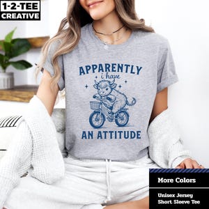 Apparently I Have Attitude Highland Cow T-Shirt: Retro Farm Tee