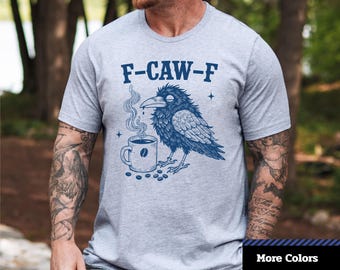 Coffee Raven Graphic T-Shirt: Funny Bird Lover Gift