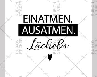 Adhesivo adhesivo sin borde | "Inhala. Exhala. Sonríe" | Buena suerte y deseos | para tazas, jarros, azulejos, madera y vidrio | 40 % de descuento por cantidad