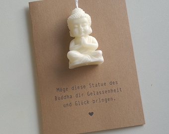 Tarjeta de felicitación con vela de Buda: hecha de papel kraft plegable A6 y vela de cera de soja. Tarjeta de regalo, detalle especial, recuerdo ideal.