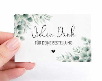 Tarjetas de agradecimiento, 100 unidades – 8,5 x 5,5 cm – Tarjetas de agradecimiento por pedidos – Acabado mate, papel de 300 g, resistente al agua – Para pequeñas empresas