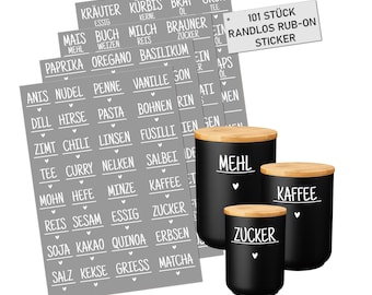 101 etiquetas adhesivas sin bordes para cocina y despensa | Pegatinas precortadas para alimentos | Blancas | Juego de etiquetas adhesivas para frascos, latas,