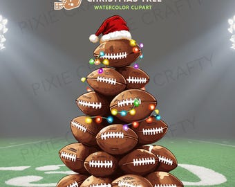 Football Christmas Tree Png, Christmas Tree sport balls png, Football Png, Merry Christmas png, American Football Christmas png, sublimation