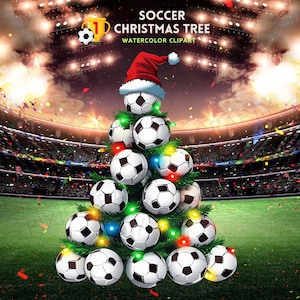 Fußball Weihnachtsbaum Png, Weihnachtsbaum Sportbälle png, Fußball Png, frohe Weihnachten png, Fußball Weihnachten png, Sublimationsdesign