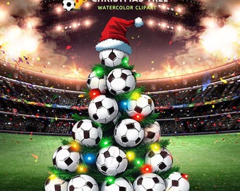 Soccer Christmas Tree Png, Christmas Tree sports balls png, Soccer Png, Merry Christmas png, Soccer Christmas png, sublimation design