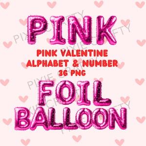 Hot Pink Folienballon Alphabet Cliparts, Valentinstag Folienballon, Alphabet Folienballon, Alphabet Clip Art, Ballon Clipart, digitale PNG