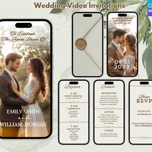 Animierte Hochzeitseinladung mit Öffnungsumschlag: Anpassbare Videoeinladung, bearbeitbare Canva-Vorlage