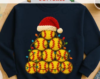 Faux Yarn Softball Christmas Tree PNG: Crochet Santa Hat (Digital Download)