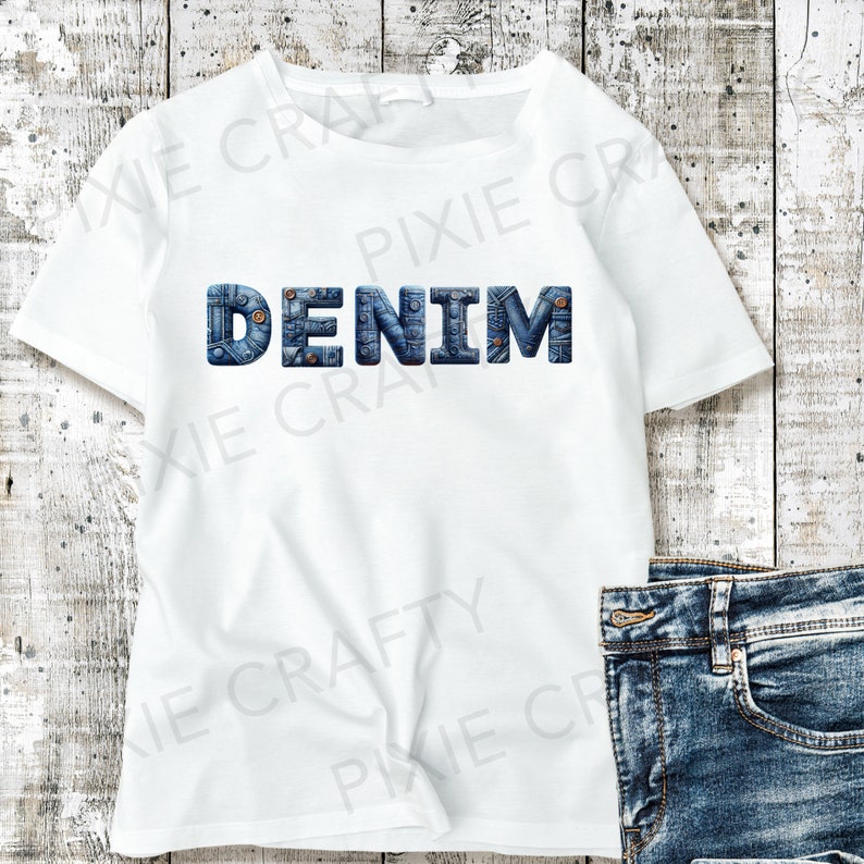 Denim Jeans Alphabet Clipart: PNG Letters, Numbers (digital Download ...