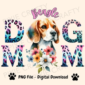 Beagle Mom PNG: Watercolor Dog Mama Sublimation Design (Digital Download)