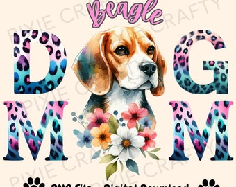 Beagle Mom PNG: Watercolor Dog Mama Sublimation Design (Digital Download)