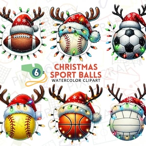 Christmas sport balls, Basketball Png, Soccer ball Png, Football Png, Baseball Png, Softball Png, Volleyball Png, Christmas png, sublimation