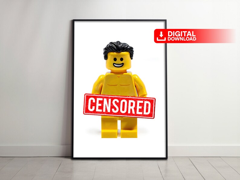 Lego Naked Guy Poster Funny Lego Art Print Unique Wall Decor Lego Lover Gift Etsy