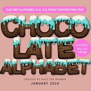 Mint Chocolate Bar alphabet png file, Clip art alphabet png, Valentine PNG, Cake alphabet png, digital download.