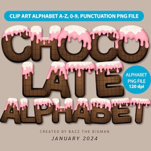 Strawberry Chocolate Bar alphabet png file, Clip art alphabet png, Valentine PNG, Cake alphabet png, digital download.