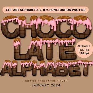 Strawberry Dark Chocolate Bar alphabet png file, Clip art alphabet png, Valentine PNG, Cake alphabet png, digital download.