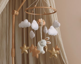 Handmade Bunny baby mobile, nursery crib mobile, Baby mobile girl, Baby mobile boy, mobile, unisex mobile, newborn shower gift.