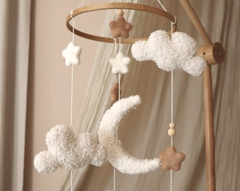 Handmade fluffy clouds baby mobile