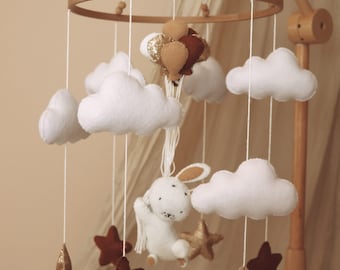 Handmade Bunny baby mobile  bordeaux