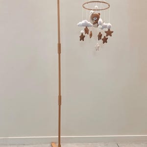 Muziekmobiel houder staand - Houten muziekmobiel staander - 175 cm hoog -  Houten staander voor bed, box, wieg, eetstoel -