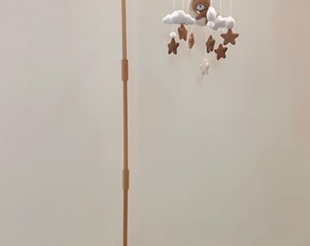 Soporte para móvil de música de pie - Soporte de madera para móvil de música - 175 cm de alto - Soporte de madera para cama, parque, cuna, trona -