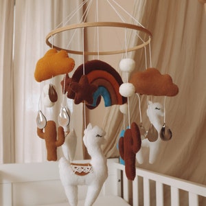Handmade Lama baby mobile, nursery crib mobile, Baby mobile girl, Baby mobile boy, unisex mobile, Neutral Cot Mobile, newborn shower gift.