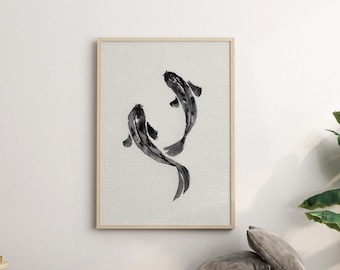 Koi Fish Print | Koi Wall Art | Japanese Print | Fish Watercolor Print | Koi Fish Painting | Fish Poster | Zen art