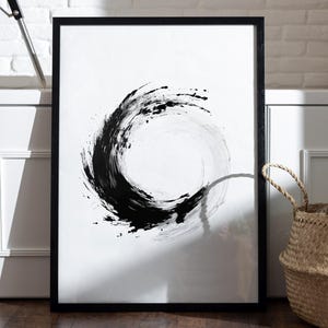 Zen Enso Circle | Japandi Minimalist Wall Art | Japanese Calligraphy | Meditative Watercolor Circle | Zen Decor | Minimalist Zen Wall Art