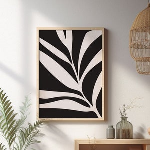 Abstract Wall Art Print | Botanical Leaf Wall Art | Black and White art | Printable Modern Wall Art | Boho Leaf Print