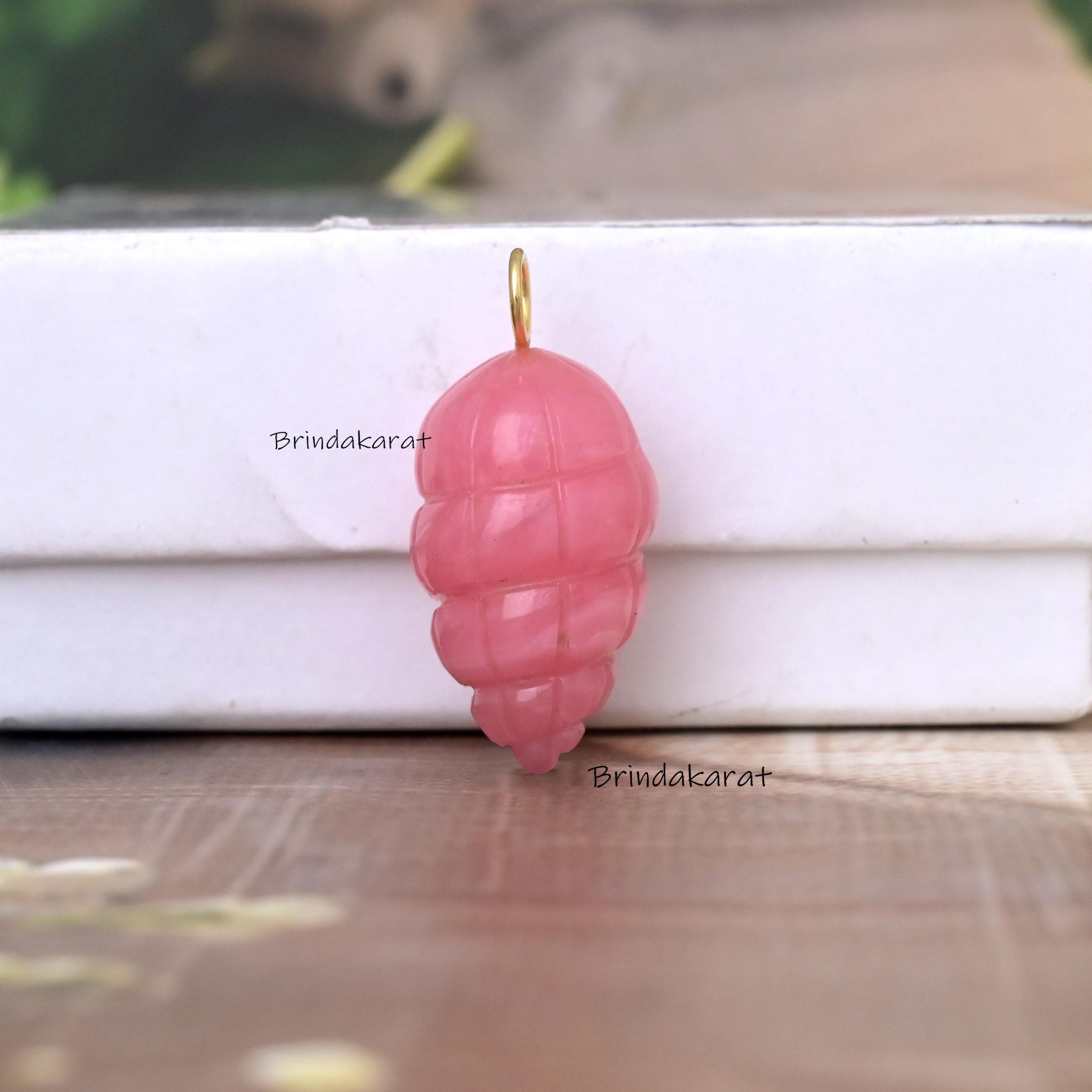 14k Gold Gemstone Conch Shell Pendant - Hand Carved - View 6 - Brinda Karat | SKU: BKMJP4845-SLYGWDCZ-40M 14k Gold Gemstone Conch Shell Pendant - Hand Carved - View 6 - Brinda Karat | SKU: BKMJP4845-SLYGWDCZ-40M