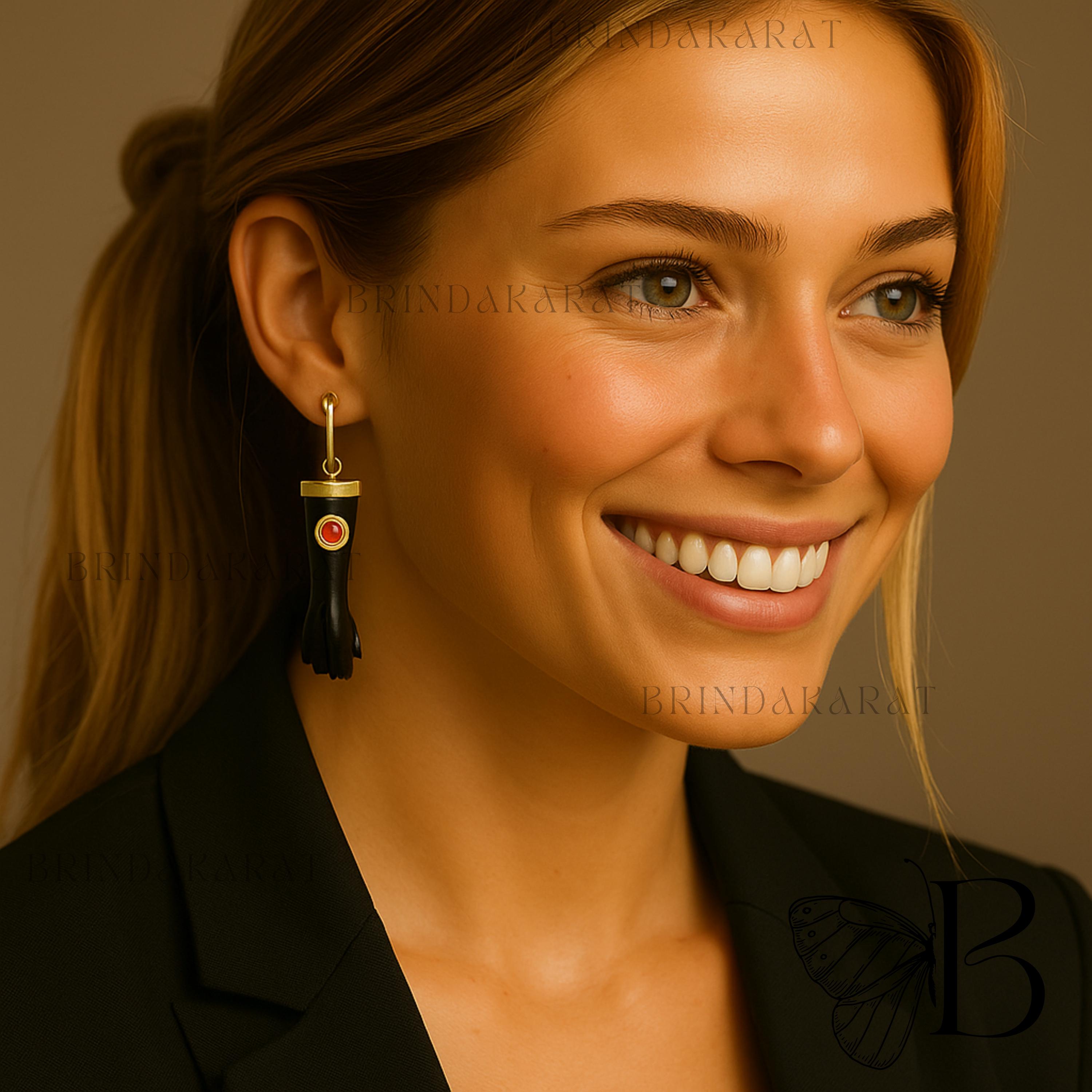 14k Gold Gemstone Figa Hand Earrings, Gold Protection Jewelry - View 2 - Brinda Karat | SKU: etsy_14k-gold-gemstone-figa-hand 14k Gold Gemstone Figa Hand Earrings, Gold Protection Jewelry - View 2 - Brinda Karat | SKU: etsy_14k-gold-gemstone-figa-hand