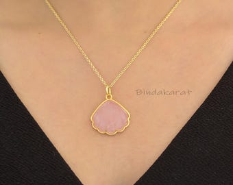 14k Gold Türkis Jakobsmuschel Anhänger, Strand Schmuck