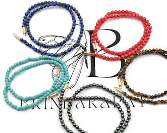 Gemstone Beads Necklace: 925 Silver Connector, 18 Inch