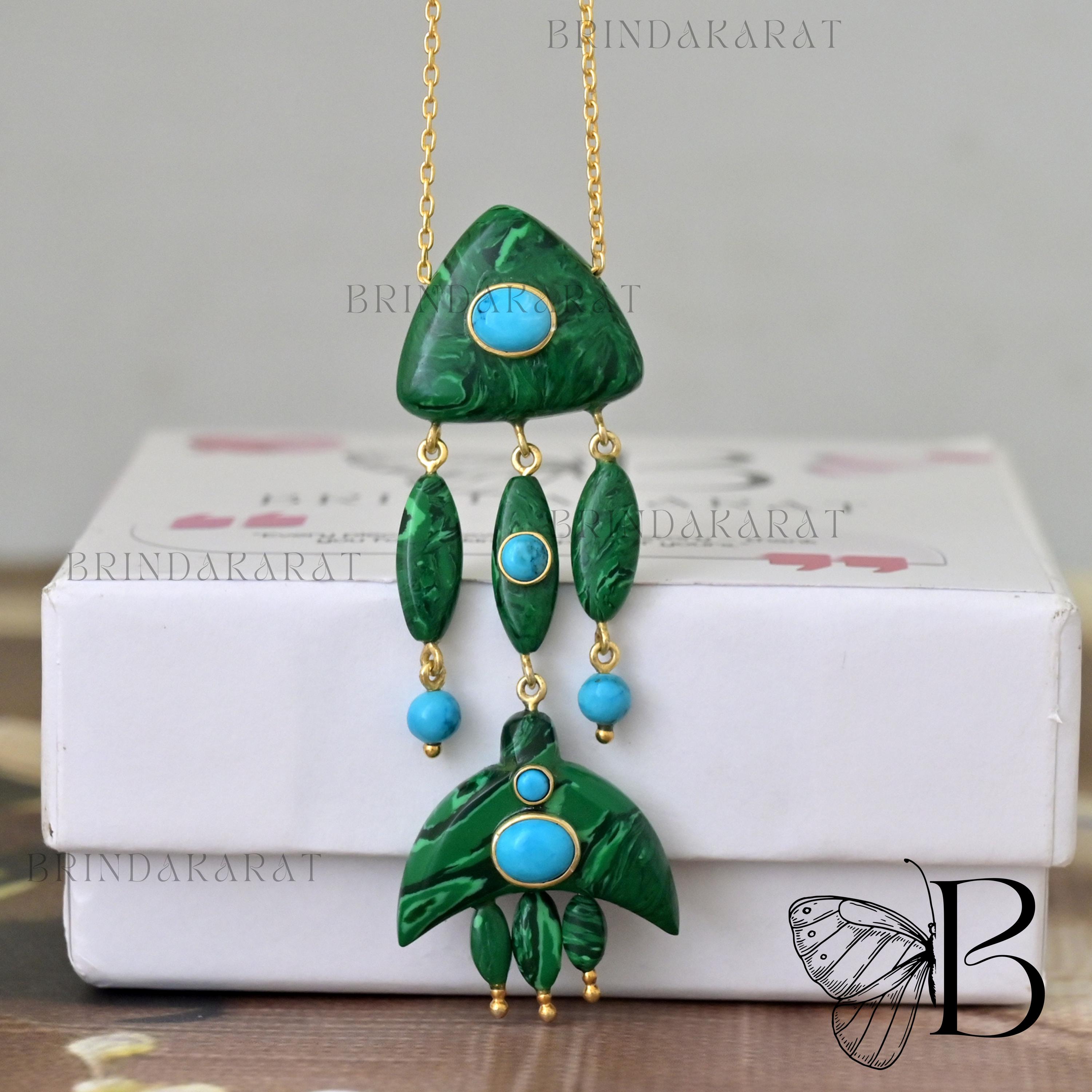 14k Gold Turquoise Fish Necklace: Hand Carved Gemstone Pendant - View 3 - Brinda Karat | SKU: BKMJN1865-SLYGMKTQ-18I 14k Gold Turquoise Fish Necklace: Hand Carved Gemstone Pendant - View 3 - Brinda Karat | SKU: BKMJN1865-SLYGMKTQ-18I