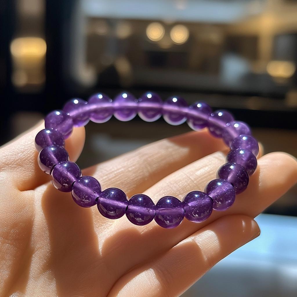 Natural Amethyst Beaded Bracelet: 925 Silver Stretch Gemstone - View 4 - Brinda Karat | SKU: etsy_natural-amethyst-beaded-bra Natural Amethyst Beaded Bracelet: 925 Silver Stretch Gemstone - View 4 - Brinda Karat | SKU: etsy_natural-amethyst-beaded-bra