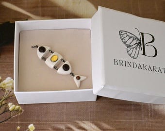 14k Gold Designer Fish Pendant: Gemstone Lucky Charm
